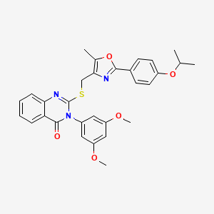 molecular formula C30H29N3O5S B2576318 3-(3,5-dimethoxyphenyl)-2-(((2-(4-isopropoxyphenyl)-5-methyloxazol-4-yl)methyl)thio)quinazolin-4(3H)-one CAS No. 1114649-18-1