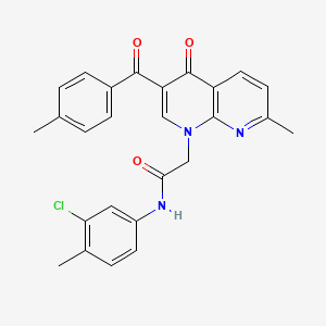 molecular formula C26H22ClN3O3 B2576319 N-(3-chloro-4-methylphenyl)-2-(7-methyl-3-(4-methylbenzoyl)-4-oxo-1,8-naphthyridin-1(4H)-yl)acetamide CAS No. 894908-88-4