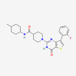 molecular formula C25H29FN4O2S B2576330 1-[7-(2-fluorophenyl)-4-oxo-3,4-dihydrothieno[3,2-d]pyrimidin-2-yl]-N-(4-methylcyclohexyl)piperidine-4-carboxamide CAS No. 1243089-46-4