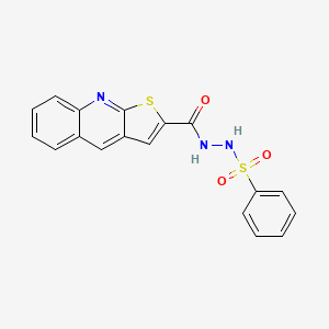molecular formula C18H13N3O3S2 B2576332 N'-(benzenesulfonyl)thieno[2,3-b]quinoline-2-carbohydrazide CAS No. 478079-54-8