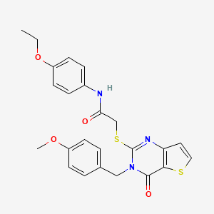 molecular formula C24H23N3O4S2 B2576340 N-(4-ethoxyphenyl)-2-[3-[(4-methoxyphenyl)methyl]-4-oxothieno[3,2-d]pyrimidin-2-yl]sulfanylacetamide CAS No. 440324-51-6