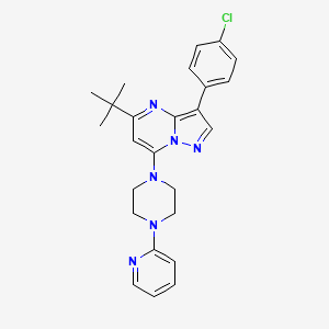 molecular formula C25H27ClN6 B2576344 5-Tert-butyl-3-(4-chlorophenyl)-7-(4-pyridin-2-ylpiperazin-1-yl)pyrazolo[1,5-a]pyrimidine CAS No. 896839-80-8
