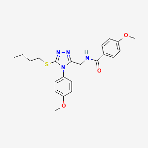 molecular formula C22H26N4O3S B2576353 N-[[5-butylsulfanyl-4-(4-methoxyphenyl)-1,2,4-triazol-3-yl]methyl]-4-methoxybenzamide CAS No. 476431-83-1