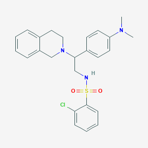 molecular formula C25H28ClN3O2S B2576358 2-氯-N-(2-(3,4-二氢异喹啉-2(1H)-基)-2-(4-(二甲氨基)苯基)乙基)苯磺酰胺 CAS No. 946288-57-9