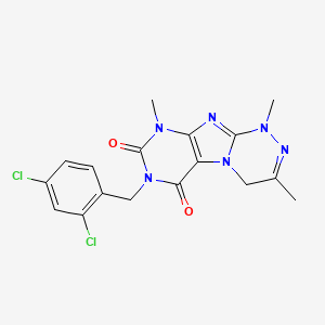 molecular formula C17H16Cl2N6O2 B2576359 7-(2,4-dichlorobenzyl)-1,3,9-trimethyl-1,4-dihydro-[1,2,4]triazino[3,4-f]purine-6,8(7H,9H)-dione CAS No. 919008-34-7
