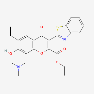 molecular formula C24H24N2O5S B2576360 ethyl 3-(benzo[d]thiazol-2-yl)-8-((dimethylamino)methyl)-6-ethyl-7-hydroxy-4-oxo-4H-chromene-2-carboxylate CAS No. 384377-20-2