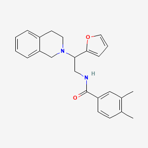 molecular formula C24H26N2O2 B2576372 N-(2-(3,4-dihydroisoquinolin-2(1H)-yl)-2-(furan-2-yl)ethyl)-3,4-dimethylbenzamide CAS No. 898416-58-5