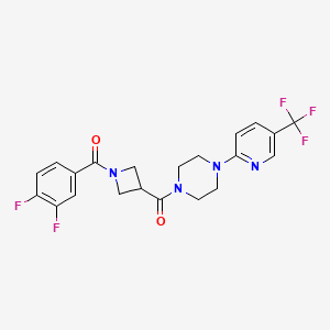molecular formula C21H19F5N4O2 B2576393 (1-(3,4-Difluorobenzoyl)azetidin-3-yl)(4-(5-(trifluoromethyl)pyridin-2-yl)piperazin-1-yl)methanone CAS No. 1706163-96-3