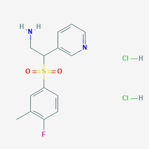 2-(4-Fluoro-3-methylbenzenesulfonyl)-2-(pyridin-3-yl)ethan-1-amine dihydrochloride