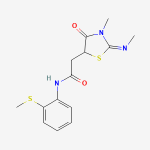 molecular formula C14H17N3O2S2 B2576402 2-(3-methyl-2-methylimino-4-oxo-1,3-thiazolidin-5-yl)-N-(2-methylsulfanylphenyl)acetamide CAS No. 514182-24-2