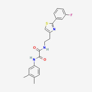 molecular formula C21H20FN3O2S B2576404 N1-(3,4-dimethylphenyl)-N2-(2-(2-(3-fluorophenyl)thiazol-4-yl)ethyl)oxalamide CAS No. 895784-61-9