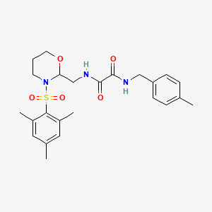 molecular formula C24H31N3O5S B2576410 N1-((3-(mesitylsulfonyl)-1,3-oxazinan-2-yl)methyl)-N2-(4-methylbenzyl)oxalamide CAS No. 872975-77-4