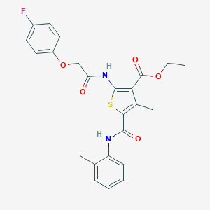 molecular formula C24H23FN2O5S B257642 Ethyl 2-{[(4-fluorophenoxy)acetyl]amino}-4-methyl-5-(2-toluidinocarbonyl)-3-thiophenecarboxylate 