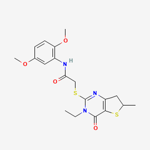 molecular formula C19H23N3O4S2 B2576420 N-(2,5-dimethoxyphenyl)-2-[(3-ethyl-6-methyl-4-oxo-6,7-dihydrothieno[3,2-d]pyrimidin-2-yl)sulfanyl]acetamide CAS No. 851409-73-9