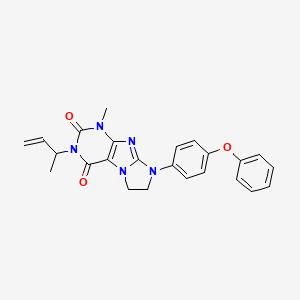 molecular formula C24H23N5O3 B2576422 3-(but-3-en-2-yl)-1-methyl-8-(4-phenoxyphenyl)-7,8-dihydro-1H-imidazo[2,1-f]purine-2,4(3H,6H)-dione CAS No. 877818-29-6