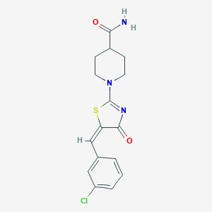 molecular formula C16H16ClN3O2S B257644 1-[5-(3-Chlorobenzylidene)-4-oxo-4,5-dihydro-1,3-thiazol-2-yl]-4-piperidinecarboxamide 