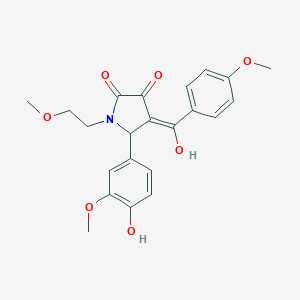 molecular formula C22H23NO7 B257646 3-hydroxy-5-(4-hydroxy-3-methoxyphenyl)-4-(4-methoxybenzoyl)-1-(2-methoxyethyl)-1,5-dihydro-2H-pyrrol-2-one 