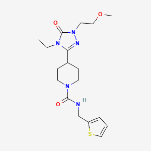 molecular formula C18H27N5O3S B2576479 4-(4-ethyl-1-(2-methoxyethyl)-5-oxo-4,5-dihydro-1H-1,2,4-triazol-3-yl)-N-(thiophen-2-ylmethyl)piperidine-1-carboxamide CAS No. 1797846-38-8