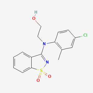 molecular formula C16H15ClN2O3S B2576492 2-[(4-Chloro-2-methylphenyl)(1,1-dioxido-1,2-benzothiazol-3-yl)amino]ethanol CAS No. 1432436-37-7