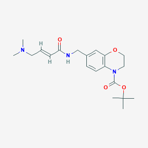 molecular formula C20H29N3O4 B2576493 Tert-butyl 7-[[[(E)-4-(dimethylamino)but-2-enoyl]amino]methyl]-2,3-dihydro-1,4-benzoxazine-4-carboxylate CAS No. 2411331-73-0