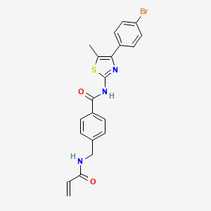 molecular formula C21H18BrN3O2S B2576496 N-[4-(4-bromophenyl)-5-methyl-1,3-thiazol-2-yl]-4-[(prop-2-enamido)methyl]benzamide CAS No. 1648256-41-0