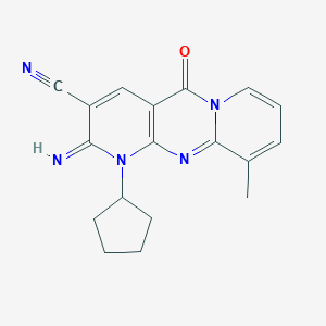 molecular formula C18H17N5O B257650 1-cyclopentyl-2-imino-10-methyl-5-oxo-1,5-dihydro-2H-dipyrido[1,2-a:2,3-d]pyrimidine-3-carbonitrile 