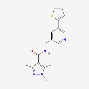 1,3,5-trimethyl-N-((5-(thiophen-2-yl)pyridin-3-yl)methyl)-1H-pyrazole-4-carboxamide