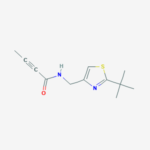 molecular formula C12H16N2OS B2576510 N-[(2-Tert-butyl-1,3-thiazol-4-yl)methyl]but-2-ynamide CAS No. 2411260-62-1