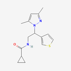 molecular formula C15H19N3OS B2576514 N-(2-(3,5-dimethyl-1H-pyrazol-1-yl)-2-(thiophen-3-yl)ethyl)cyclopropanecarboxamide CAS No. 2034491-89-7