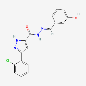 molecular formula C17H13ClN4O2 B2576520 (E)-3-(2-chlorophenyl)-N'-(3-hydroxybenzylidene)-1H-pyrazole-5-carbohydrazide CAS No. 306750-22-1