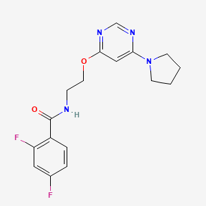 molecular formula C17H18F2N4O2 B2576530 2,4-difluoro-N-(2-((6-(pyrrolidin-1-yl)pyrimidin-4-yl)oxy)ethyl)benzamide CAS No. 1209079-72-0