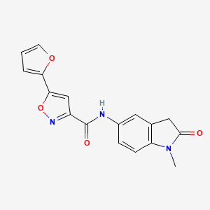 molecular formula C17H13N3O4 B2576533 5-(furan-2-yl)-N-(1-methyl-2-oxoindolin-5-yl)isoxazole-3-carboxamide CAS No. 1251576-77-8