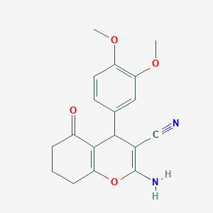 molecular formula C18H18N2O4 B2576537 2-amino-4-(3,4-dimethoxyphenyl)-5-oxo-5,6,7,8-tetrahydro-4H-chromene-3-carbonitrile CAS No. 326915-37-1