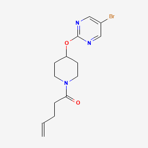 molecular formula C14H18BrN3O2 B2576557 1-[4-(5-Bromopyrimidin-2-yl)oxypiperidin-1-yl]pent-4-en-1-one CAS No. 2380071-93-0