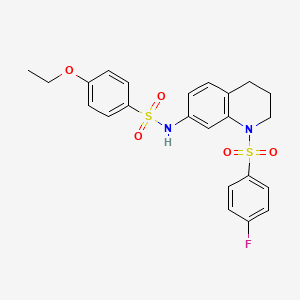 molecular formula C23H23FN2O5S2 B2576558 4-ethoxy-N-(1-((4-fluorophenyl)sulfonyl)-1,2,3,4-tetrahydroquinolin-7-yl)benzenesulfonamide CAS No. 951573-03-8