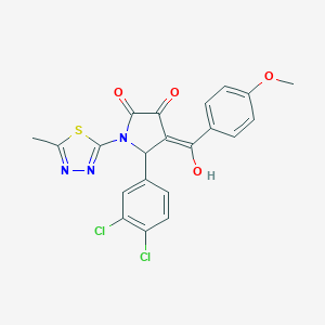 molecular formula C21H15Cl2N3O4S B257656 5-(3,4-dichlorophenyl)-3-hydroxy-4-(4-methoxybenzoyl)-1-(5-methyl-1,3,4-thiadiazol-2-yl)-1,5-dihydro-2H-pyrrol-2-one 