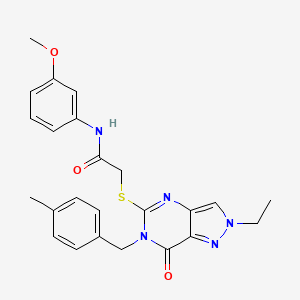 molecular formula C24H25N5O3S B2576560 2-{[2-ethyl-6-(4-methylbenzyl)-7-oxo-6,7-dihydro-2H-pyrazolo[4,3-d]pyrimidin-5-yl]sulfanyl}-N-(3-methoxyphenyl)acetamide CAS No. 932495-36-8
