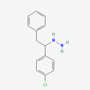 molecular formula C14H15ClN2 B2576561 [1-(4-Chlorophenyl)-2-phenylethyl]hydrazine CAS No. 1397009-15-2