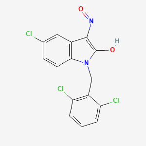 molecular formula C15H9Cl3N2O2 B2576573 5-氯-1-(2,6-二氯苄基)-1H-吲哚-2,3-二酮 3-肟 CAS No. 303740-82-1