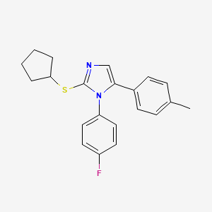 molecular formula C21H21FN2S B2576579 2-(cyclopentylthio)-1-(4-fluorophenyl)-5-(p-tolyl)-1H-imidazole CAS No. 1207001-46-4