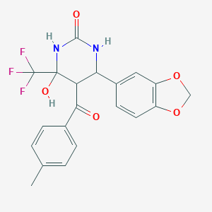 molecular formula C20H17F3N2O5 B257658 6-(1,3-benzodioxol-5-yl)-4-hydroxy-5-(4-methylbenzoyl)-4-(trifluoromethyl)tetrahydro-2(1H)-pyrimidinone 