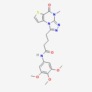 molecular formula C21H23N5O5S B2576590 4-(4-methyl-5-oxo-4,5-dihydrothieno[2,3-e][1,2,4]triazolo[4,3-a]pyrimidin-1-yl)-N-(3,4,5-trimethoxyphenyl)butanamide CAS No. 892752-70-4