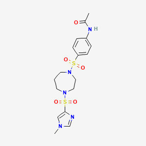 molecular formula C17H23N5O5S2 B2576602 N-(4-((4-((1-methyl-1H-imidazol-4-yl)sulfonyl)-1,4-diazepan-1-yl)sulfonyl)phenyl)acetamide CAS No. 1903538-24-8