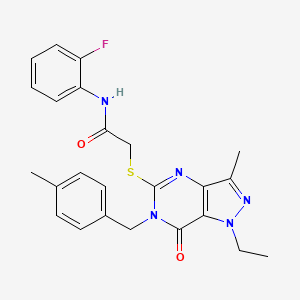 2-((1-ethyl-3-methyl-6-(4-methylbenzyl)-7-oxo-6,7-dihydro-1H-pyrazolo[4,3-d]pyrimidin-5-yl)thio)-N-(2-fluorophenyl)acetamide