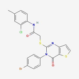 molecular formula C21H15BrClN3O2S2 B2576605 2-{[3-(4-溴苯基)-4-氧代-3,4-二氢噻吩并[3,2-d]嘧啶-2-基]硫代}-N-(2-氯-4-甲基苯基)乙酰胺 CAS No. 894240-72-3