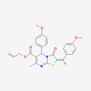 molecular formula C26H24N2O5S B257661 allyl (2E)-2-(4-methoxybenzylidene)-5-(4-methoxyphenyl)-7-methyl-3-oxo-2,3-dihydro-5H-[1,3]thiazolo[3,2-a]pyrimidine-6-carboxylate 