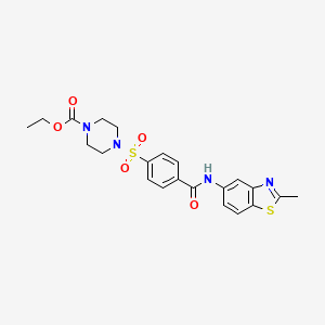 molecular formula C22H24N4O5S2 B2576614 4-((4-((2-甲基苯并[d]噻唑-5-基)氨基羰基)苯基)磺酰基)哌嗪-1-羧酸乙酯 CAS No. 361174-14-3