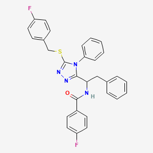 4-fluoro-N-(1-{5-[(4-fluorobenzyl)sulfanyl]-4-phenyl-4H-1,2,4-triazol-3-yl}-2-phenylethyl)benzenecarboxamide