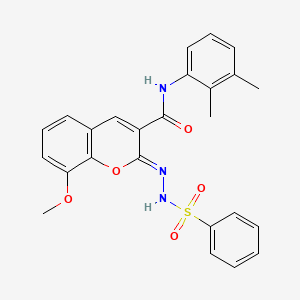 molecular formula C25H23N3O5S B2576620 （2Z）-N-(2,3-二甲基苯基)-8-甲氧基-2-[(苯磺酰基)腙]-2H-色烯-3-甲酰胺 CAS No. 902506-57-4