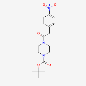 molecular formula C17H23N3O5 B2576621 1-Piperazinecarboxylic acid, 4-[(4-nitrophenyl)acetyl]-, 1,1-dimethylethylester CAS No. 643087-38-1